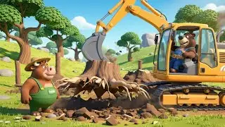 Fix-It Farm &ndash; Satisfying Tree Stump Removal with a Yellow Excavator