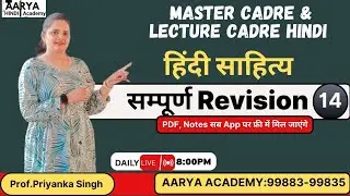 Lecturer/Master Cadre 2025 || सम्पूर्ण Revision || Lec-14 Aarya Hindi Academy Cont.99883-99835