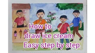 How to draw ice cream easy step by step|| summer season drawing