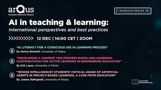 Arqus &ldquo;AI in teaching & learning: International perspectives and best practices&rdquo; - Workshop #2