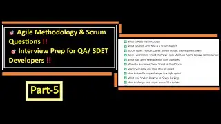 Agile Methodology & Scrum Questions | Interview Prep for QA, SDET, Testers & Developers