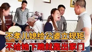 不孝儿媳给公婆立规矩，每天给自己请安吃饭还得三跪四请，公公数落她两句竟被轰出家门！#婆媳#法律知识