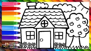 Dessiner et Colorier Une Maison Avec Un Jardin 🏠🌳 Dessins Pour les Enfants