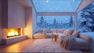 'LIVE • Deep Sleep Winter Ambience — Fireplace & Snowfall (No Music) 10 Hours