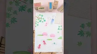 スタンプで涼を感じる夏の水辺🎐🍃#shorts #はんこ #スタンプ #stampart #Japanesestamp
