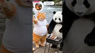 Cat Fooled Panda Twice 😹#funny #aicat #catshorts #orangecat