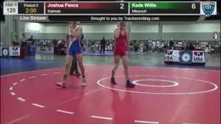 1331 Schoolboy 120 Joshua Pence Kansas vs Kade Willis Missouri 8572141104