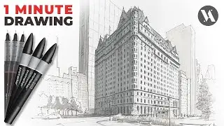 🎄 Hotel Plaza NYC | Home Alone 2 Freehand Architecture Drawing Speedpainting Timelapse Video ★ 4K ★