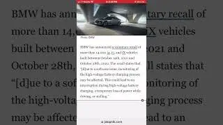 BMW Recalls More Than 14,000 EV that can lose power.😒