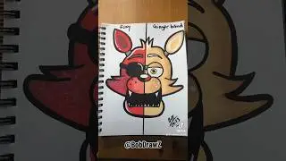 Drawing Foxy from FNAF in 2 Different styles!!! Part 2!!! #viral #art #shorts #fnaf