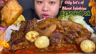 LOT’S OF KING CHILLIES SMOKED PORK | BIG SIZE SMOKED FATTY PORK BELLY MUKBANG | ASMR | BIG BITES