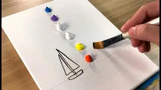 SUNSET SAILING Art w/ Acrylics / Step-by-Step Seascape Painting
