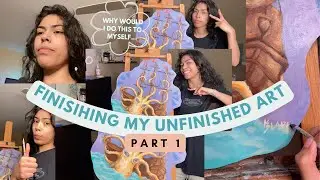 my first YouTube video! ✧ Finishing ALL of my Unfinished Art [1] ✧ art vlog