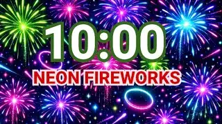 10-Minute Cyberpunk Neon Fireworks Timer ⚡ Futuristic Focus Countdown