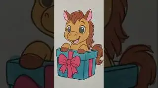 A little FOAL jumps out of a GIFT! 😍 The cutest anti-stress coloring book 🐴🎁#cutefoal#art#asmer