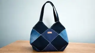 DIY Small Denim Tote Bag from Old Jeans | Sewing Tutorial