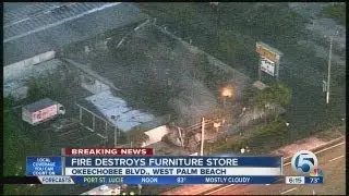 Chopper 5 aerial footage of Sunniland Patio furniture store fire