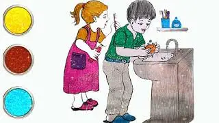 Learn How to draw Hygiene Habits-Brush your teeth -Wash your hands- Take a bath- Glitter art