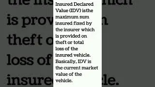 What is IDV ( Insured Declared Value) #shorts #insurance