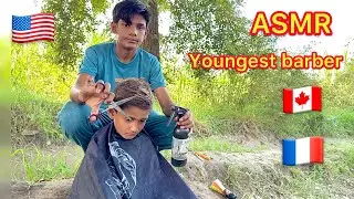 ASMR youngest barber 💈 in the universe Amazing red hair haircut 