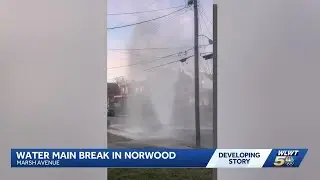 Police, city officials respond to water main break in Norwood