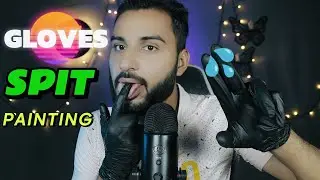 ASMR Gloves Spit Painting & Hand Movement #asmrspitpainting #asmrgloves #asmr