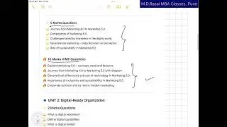 MKT- Marketing 5.0 ImP questions for Exam MBA Sem 3