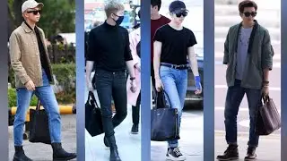 BTS Kim namjoon airport  fashion styles .