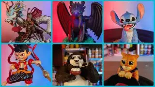 Creating Handmade Clay Sculptures of Po 🐼 ,   puss, monkey King, Night Fury, Stitch, NE ZHA
