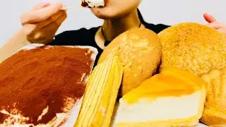 【咀嚼音 ASMR】ティラミスホイップ, チーズケーキ, マドレーヌ, tiramisu cream, cheese cake, baked desserts