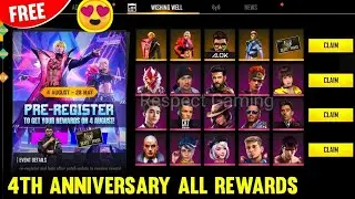 4TH ANNIVERSARY 2021 ALL FREE REWARDS GET FAST FREE FIRE ll OB29 UPDATE FF ll RESPECT GAMING ll