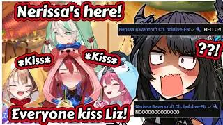 Everyone Aggressively Kisses Liz When Nerissa Raids the Stream [Hololive EN]