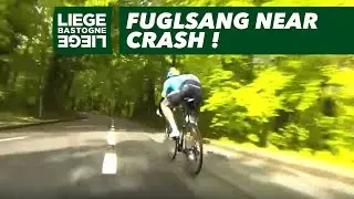 Fuglsang near crash ! - Li&egrave;ge-Bastogne-Li&egrave;ge 2019