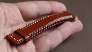 Golden Brown Novonappa French calfskin leather custom watch strap for Omega deployment clasp