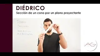 Diédrico: Sección de un cono por un plano proyectante