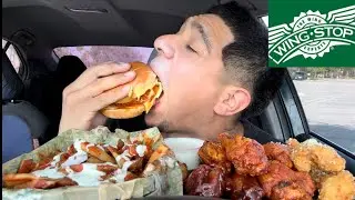 WingStop Wings + Buffalo Fries + Mango Habaneros Chicken Sandwich Mukbang