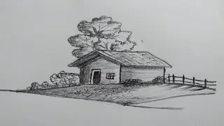 Simple Pencil Sketch 🏡✏️ | Village Hut Drawing