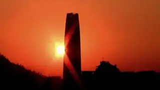 Sunset at Costanera Tower in Santiago, Chile