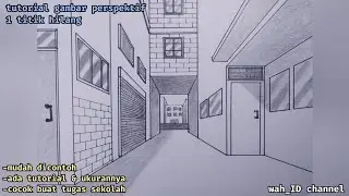 gambar bangunan, jalan/gang diperkotaan | perspektif 1 titik hilang | perspective drawing tutorial