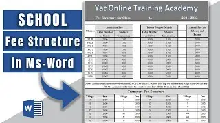 How to create Fee Structure for school college or University in Ms word 2019 || Making Fee Structure