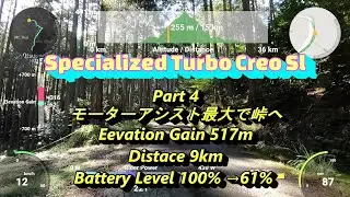 231011 Specialized Turbo Creo Sl Part-4 / Gain 517m / Distance 9km / Battery Level 100% → 61%