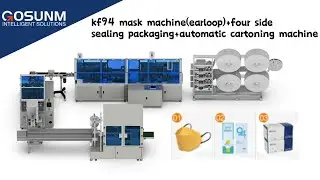 KF94 mask machine(earloop)+four side sealing packaging+automatic cartoning machine