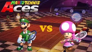Mario Tennis Aces - Luigi vs Toadette - Mirage Mansion