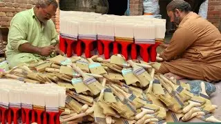 Process of making whitewash paint brushes in factory