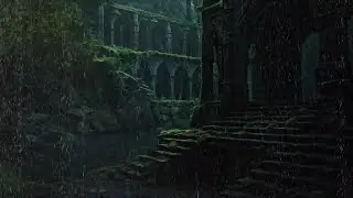 No Ads | Relaxing Rain Sounds in a Dark Fantasy Castle - Cozy Medieval Ambience