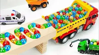 Marble Run Race ☆ TrixTrack Wave Slope & Wooden Stairs Course
