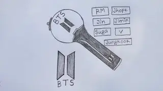 BTS army bomb drawing with pencil,, BTS logo drawing tutorial #bts #drawing