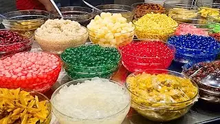 $0.68 Rainbow Shaved Ice Thai Dessert, Coconut Ice Cream & Thai Tea Ice Cream | Thai Street Food