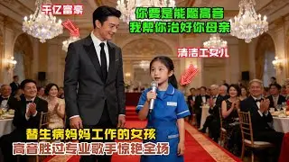 “你要是能唱，我幫你治好你母親！”千億富豪笑着對代替生病媽媽上班的清潔工女兒説，沒想到她唱出了專業歌手也唱不上的高音，全場沸騰！#感人故事 #感人壹幕 #故事分享