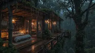 Soft Rain in an Amazon Jungle Cabin 🌧️🌴 | 10 Hours Relaxing Forest Ambience for Sleep (4K &ndash; No Ads)